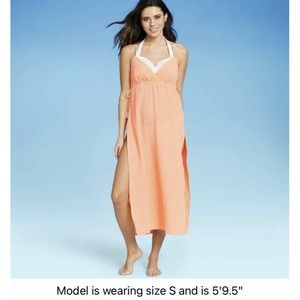 Xhilaration V-Neck Midi Swimsuit Cover Up Dress Peach cover-up Medium 1222